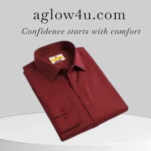 Maroon Spandex Glossy Fabrics Shirt