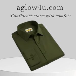 Olive Spandex Glossy Fabrics Shirt